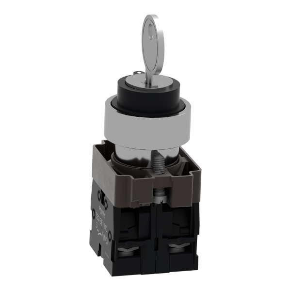 Ключовий перемикач, Easy Harmony XB2, метал, чорний, 22 мм, 3 положення, з фіксацією, середина висувна, 2NO (XB2BG33C)