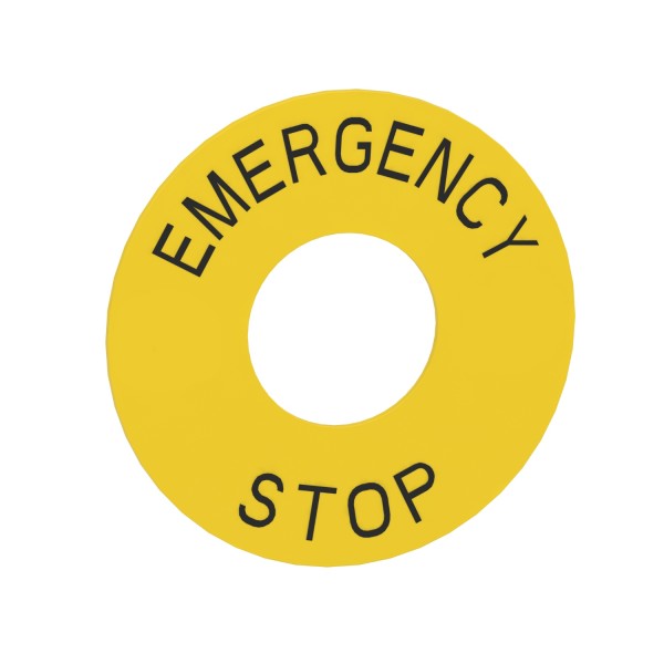 Табличка с надписью, Easy Harmony XB2, желтая, 60 мм, пластик, отметка ''EMERGENCY STOP'' (ZB2BY9330C)