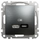 USB розетка А+С, матовый титан (SDD172405U)