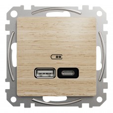 USB розетка А+С, береза ​​(SDD180405U)