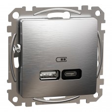 USB розетка А+С, мат алюминий (SDD170405U)