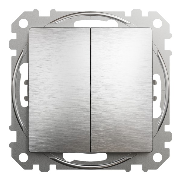 Двухклавишный переключатель 10 АХ, матовий алюминий Sedna Elements (SDD170108)