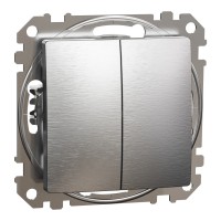 Двухклавишный переключатель 10 АХ, матовий алюминий Sedna Elements (SDD170108)