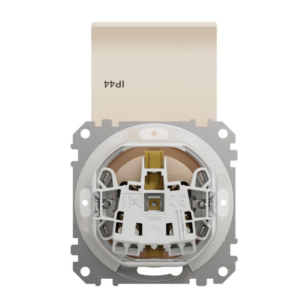Розетка з заземлення, зі шторками, та з кришкою IP44 Бежевий Sedna Design (SDD212024)