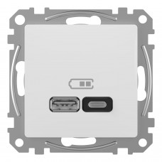 USB розетка A+C, 3 A, 45 Вт, Белый Sedna Design (SDD111404)