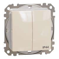 Двухклавишный выключатель IP44, 10А, Бежевый Sedna Design (SDD212105)