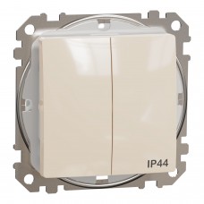 Двухклавишный выключатель IP44, 10А, Бежевый Sedna Design (SDD212105)