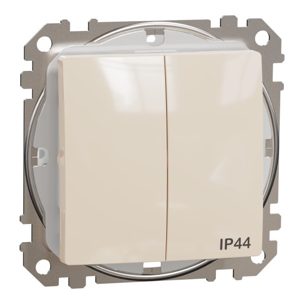 Двухклавишный выключатель IP44, 10А, Бежевый Sedna Design (SDD212105)