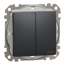 Двухклавишный выключатель IP44, 10А, Черный Sedna Design (SDD214105)