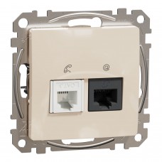 Розетка телекомунікаційна RJ45+RJ11 6UTP, бежевий, Sedna Design & Elements