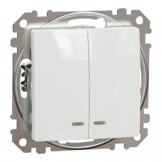Двухклавишный выключатель с подсветкой Белый Sedna Design (SDD111105L)