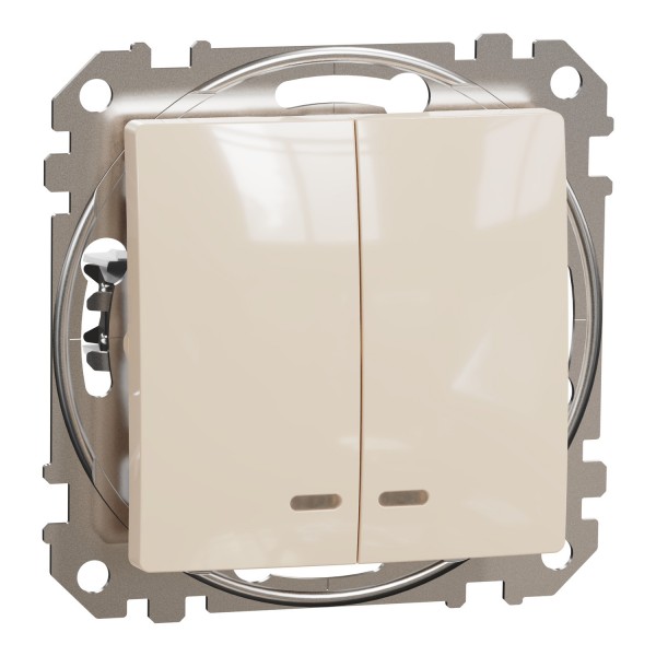 Двухклавишный выключатель с подсветкой Бежевый Sedna Design (SDD112105L)