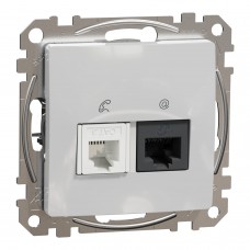 Розетка телекомунікаційна RJ45+RJ11 6UTP, алюміній, Sedna Design & Elements