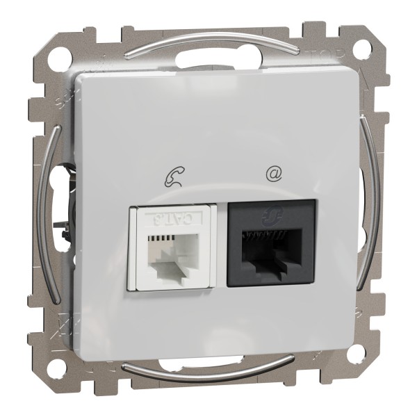 Розетка телекоммуникационная RJ45+RJ11 6UTP, алюминий, Sedna Design & Elements (SDD113468)