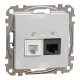 Розетка телекоммуникационная RJ45+RJ11 6UTP, алюминий, Sedna Design & Elements (SDD113468)