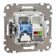 Розетка телекоммуникационная RJ45+RJ11 6UTP, алюминий, Sedna Design & Elements (SDD113468)