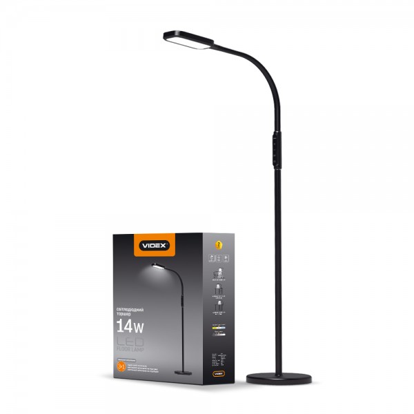 LED торшер черный VIDEX TF07B 14W 3000-5500K (VL-TF07B)