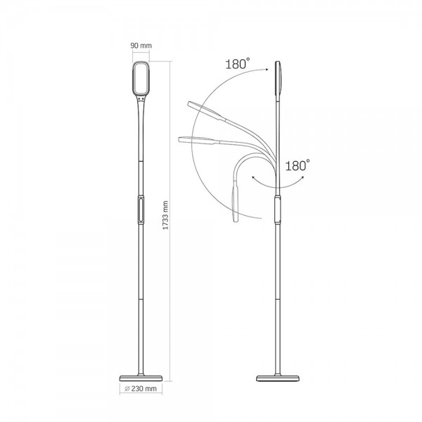LED торшер черный VIDEX TF07B 14W 3000-5500K (VL-TF07B)