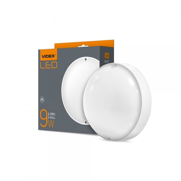 LED светильник IP65 круглый VIDEX 9W 5000K белый (VL-BHR-095PW)
