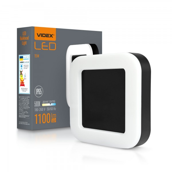 LED світильник ART IP65 квадратний VIDEX 15W 5000K Black (VL-BHFS-155B)