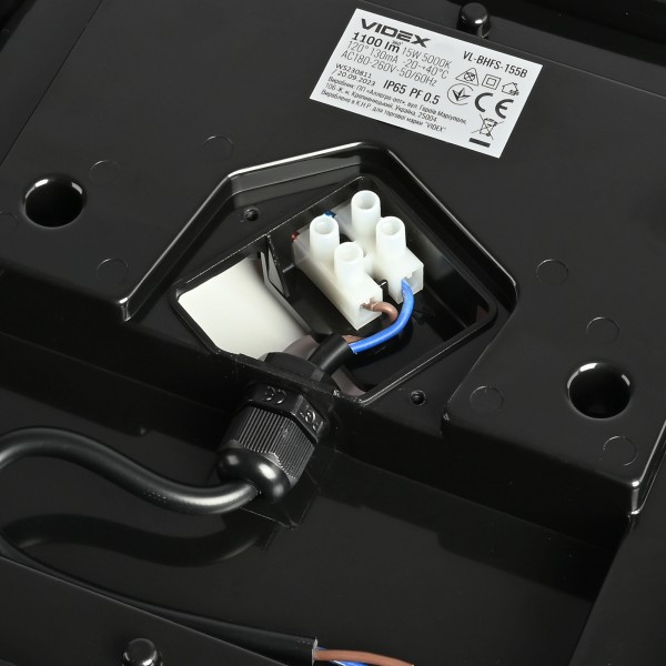 LED світильник ART IP65 квадратний VIDEX 15W 5000K Black (VL-BHFS-155B)