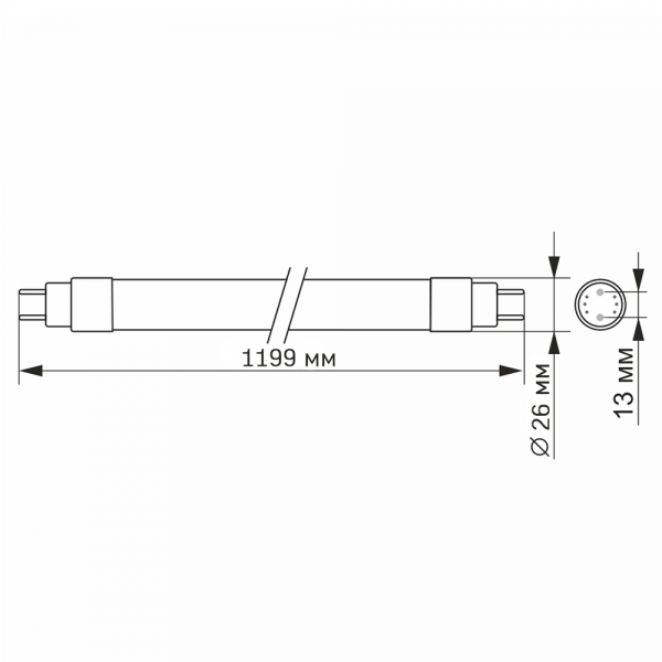 LED FITO лампа VIDEX T8F 18W 1.2M (VL-T8F-1812B)