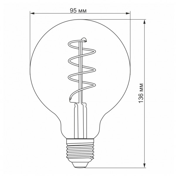 Светодиодная лампа VIDEX Filament G95FGD 4W E27 2100K димерная графит (VL-G95FGD-04272)