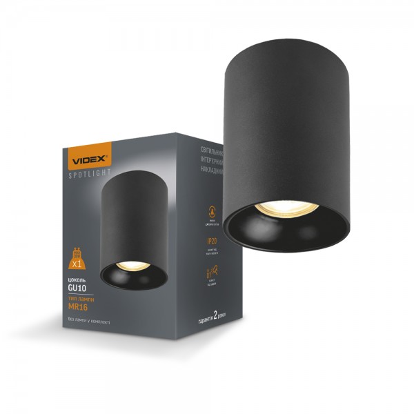 Светильник VIDEX под лампу GU10 накладной Черный (VL-SPF14A-B) 27155