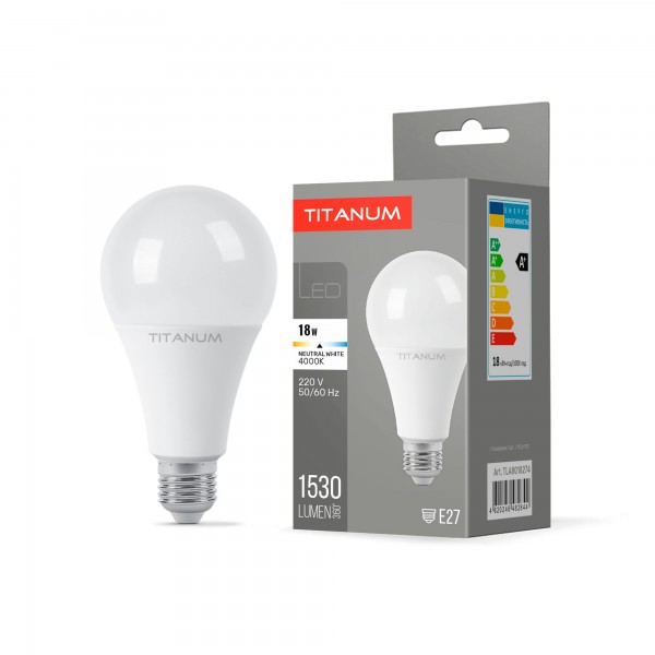 LED лампа TITANUM A80 18W E27 4100K (TLA8018274)