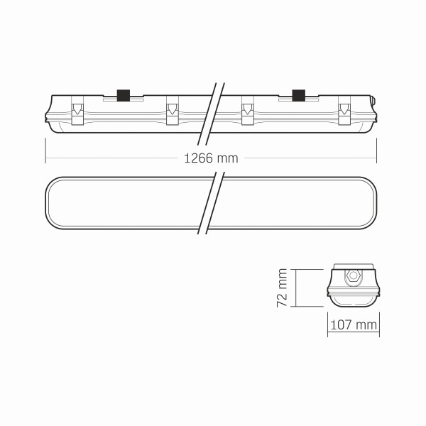 LED світильник IP65 лінійний під лампу 2хТ8 VIDEX 1,2М 220V (VL-BNW-T8122G)